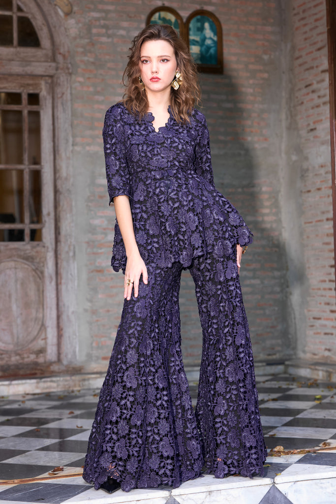 EMBROIDERED LACE FLARED PANT dash and dot