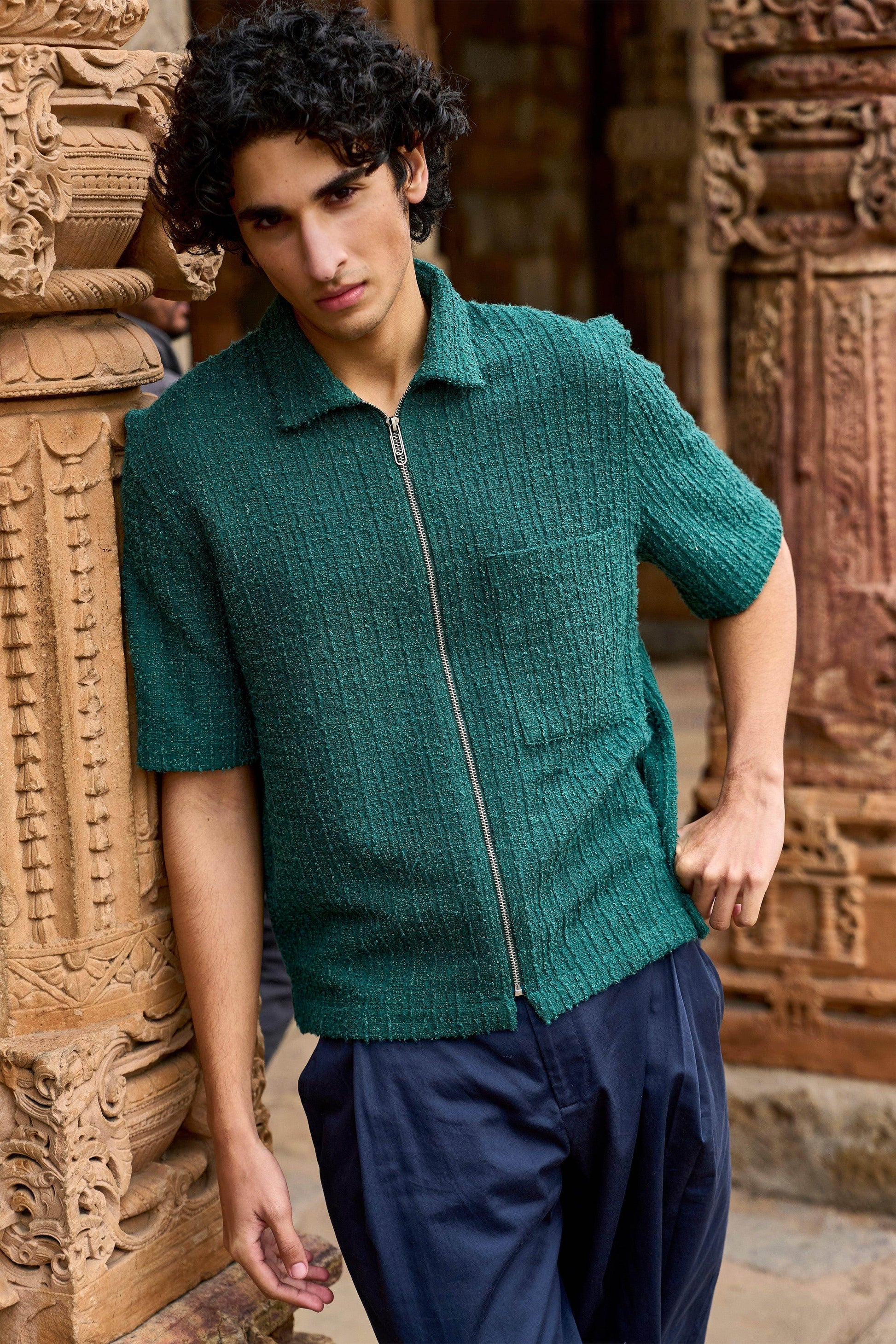 TEXTURED KNIT HALF SLEEVE - dash and dot