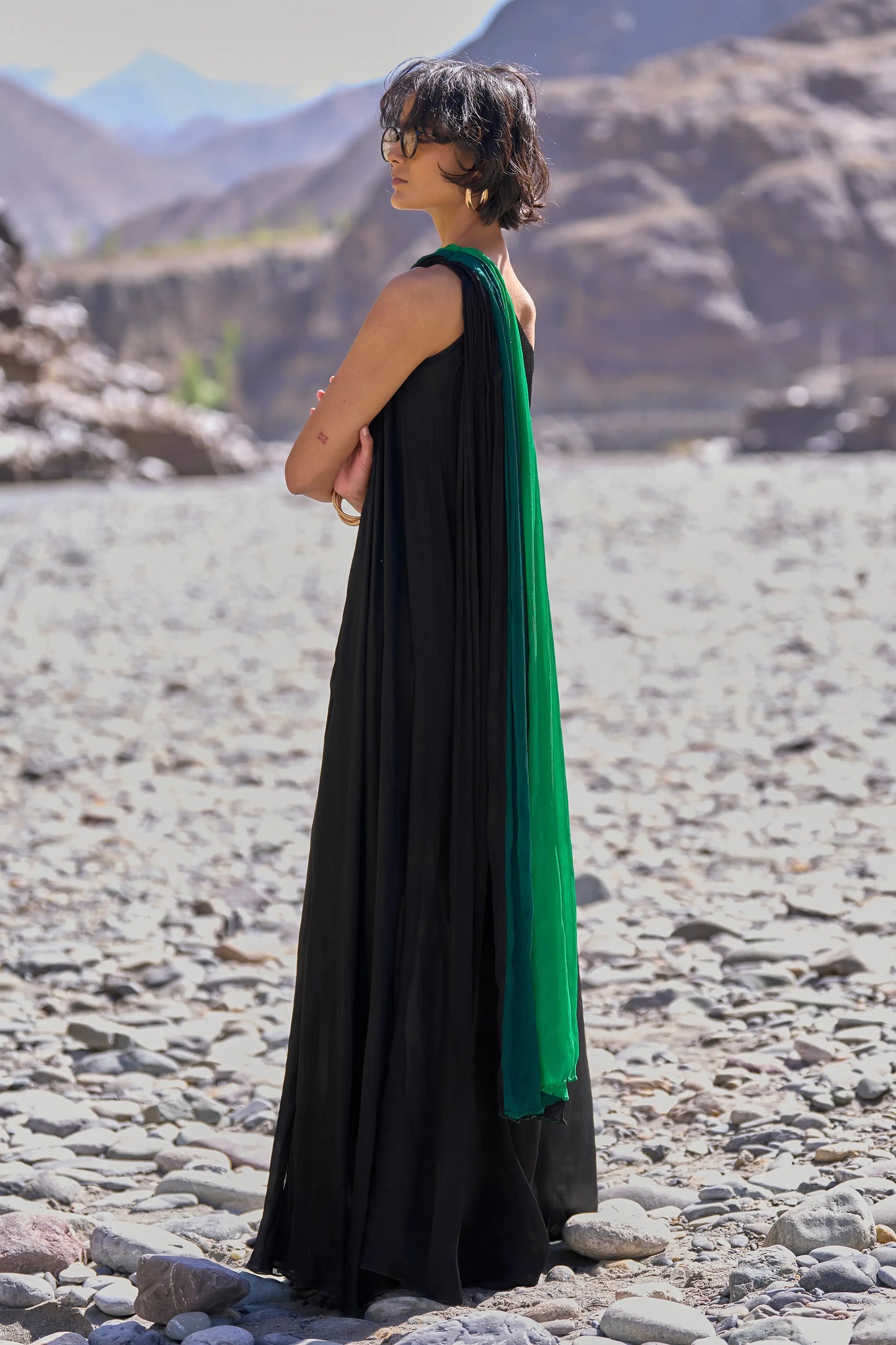 OMBRÉ DRAPED SARI GOWN