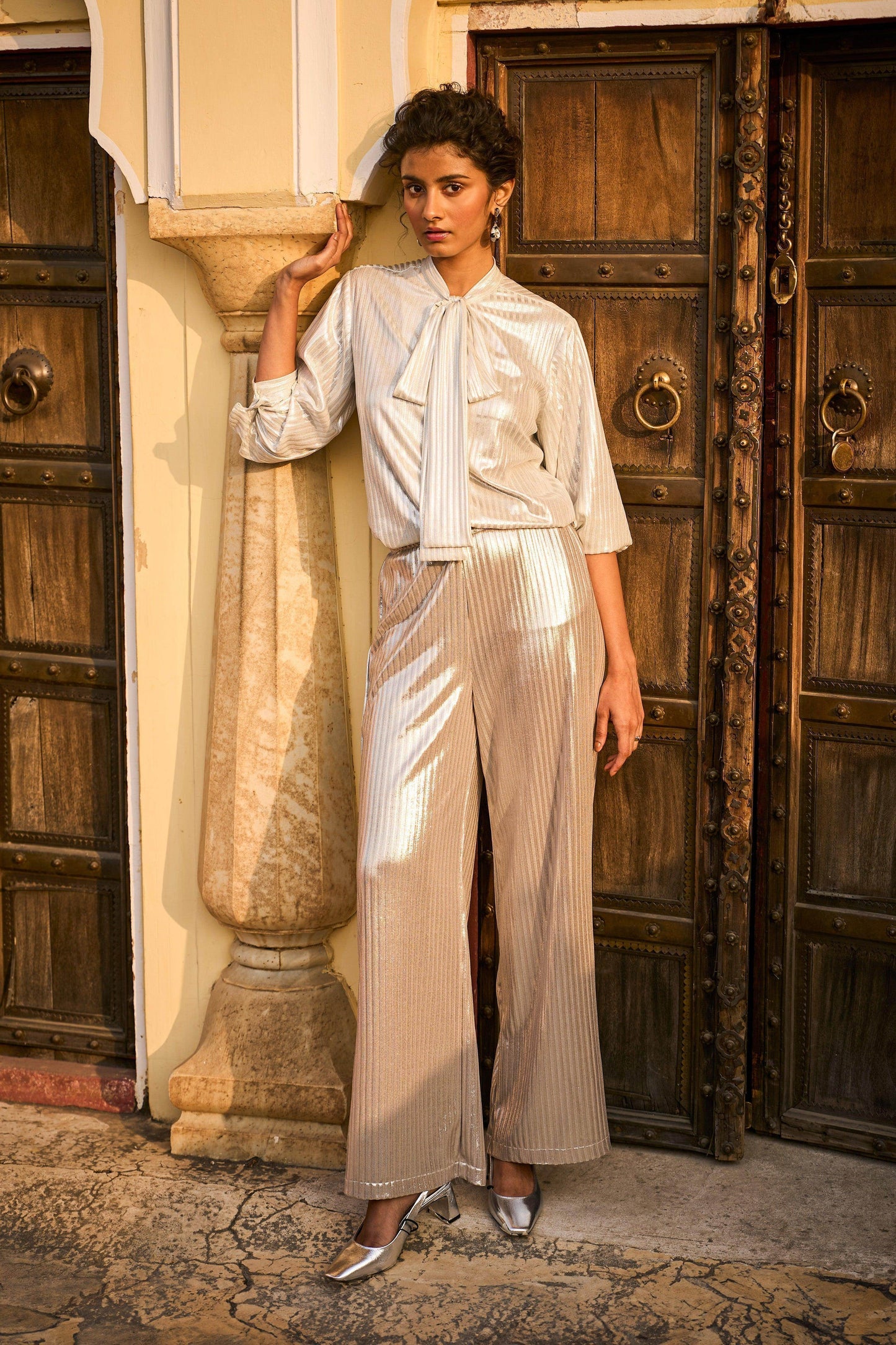 TEXTURED LAMÉ PANT SET - dash and dot