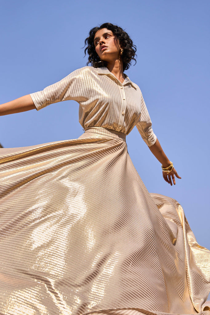 TEXTURED LAMÉ MAXI SKIRT - dash and dot dash and dot