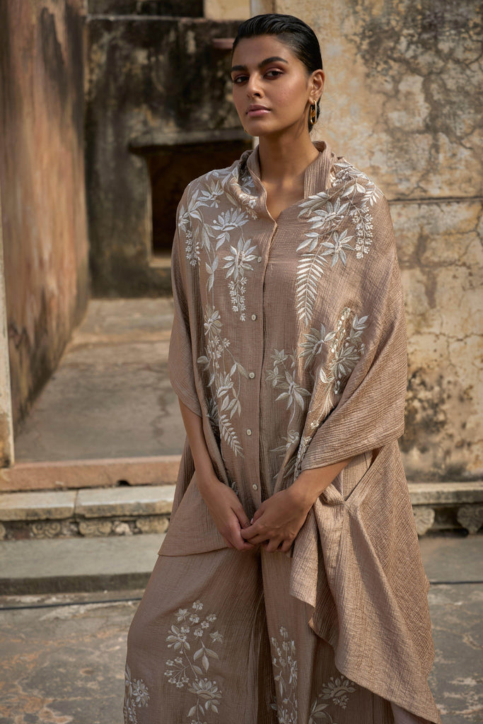 EMBROIDERED CAPE TOP & WIDE LEGGED PANT - dash and dot dash and dot