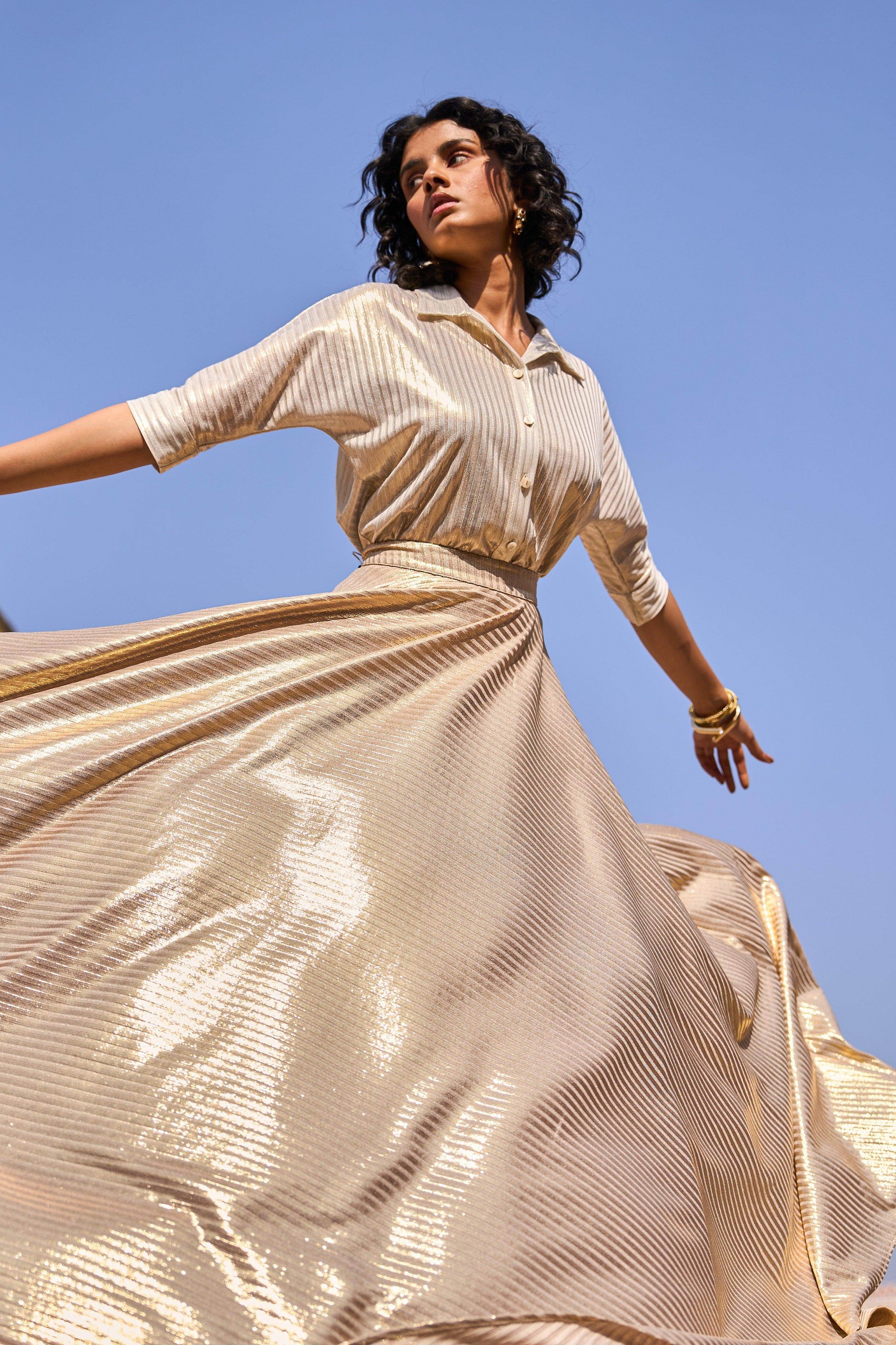 TEXTURED LAMÉ SHIRT - dash and dot