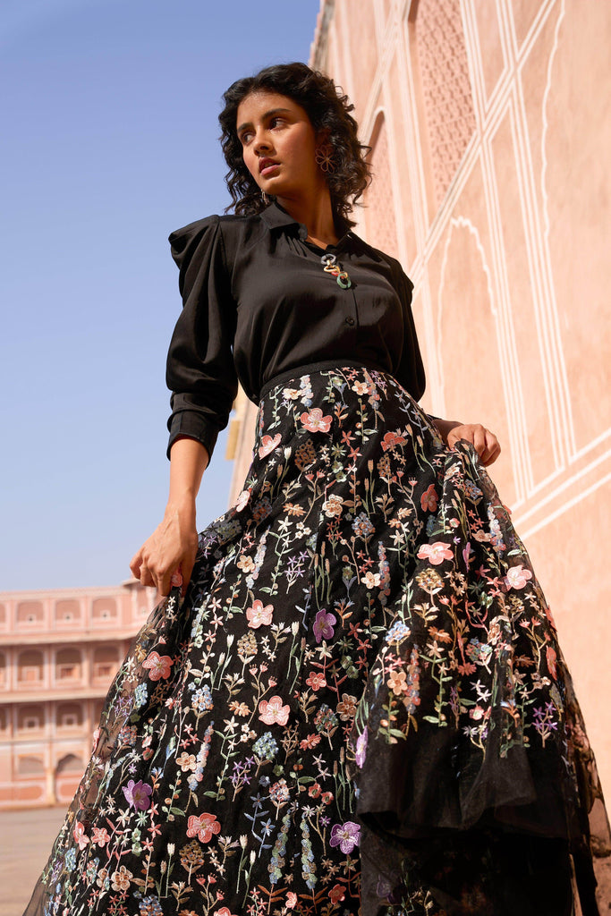 3D FLORAL MAXI SKIRT - dash and dot dash and dot