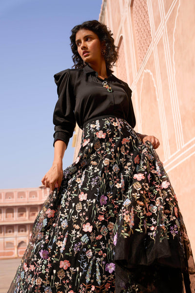 3D FLORAL MAXI SKIRT - dash and dot