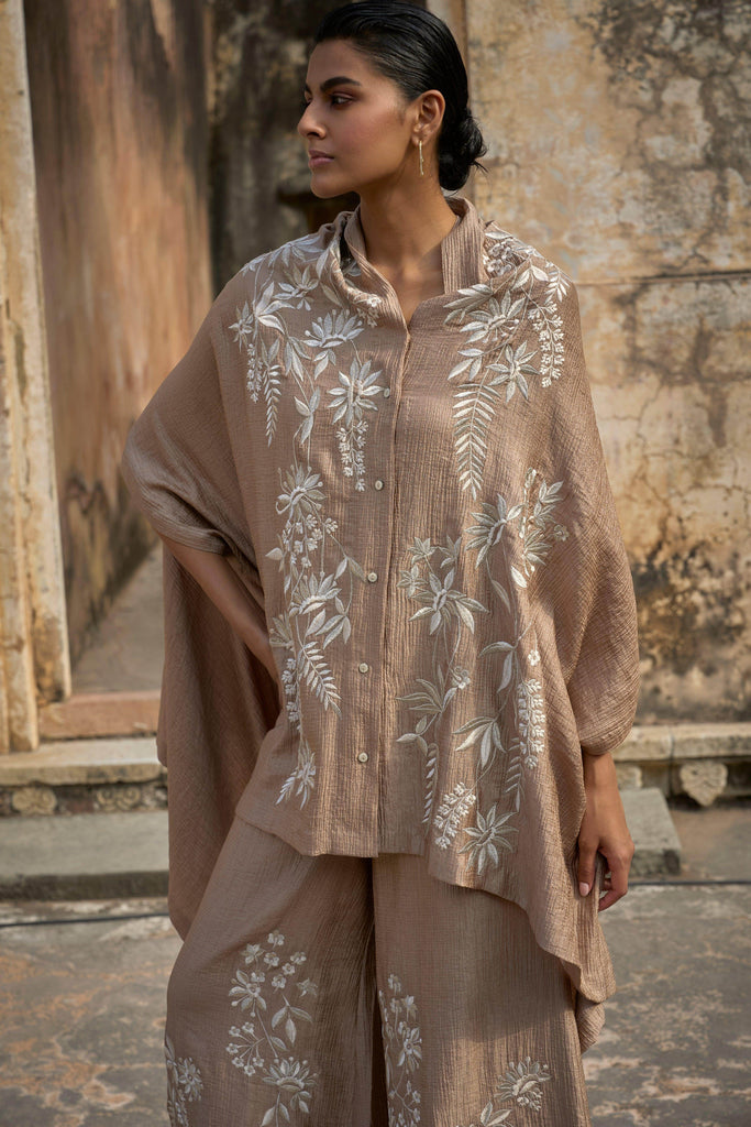 EMBROIDERED CAPE TOP & WIDE LEGGED PANT - dash and dot dash and dot