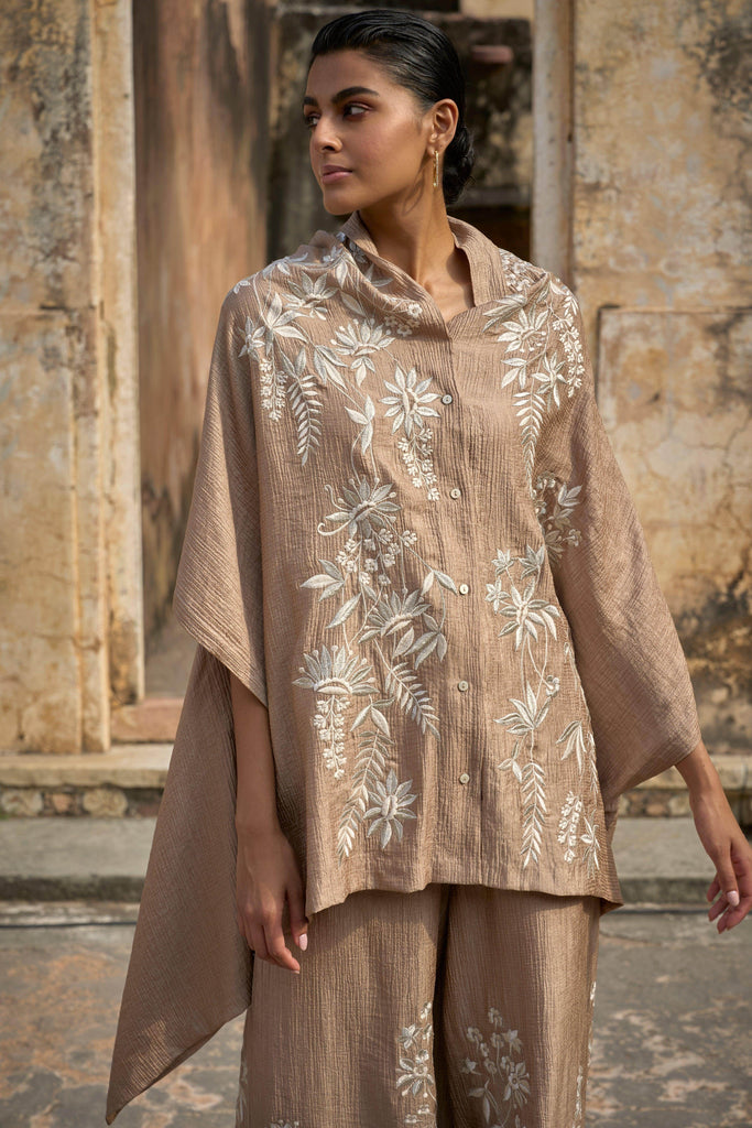 EMBROIDERED CAPE TOP & WIDE LEGGED PANT - dash and dot dash and dot