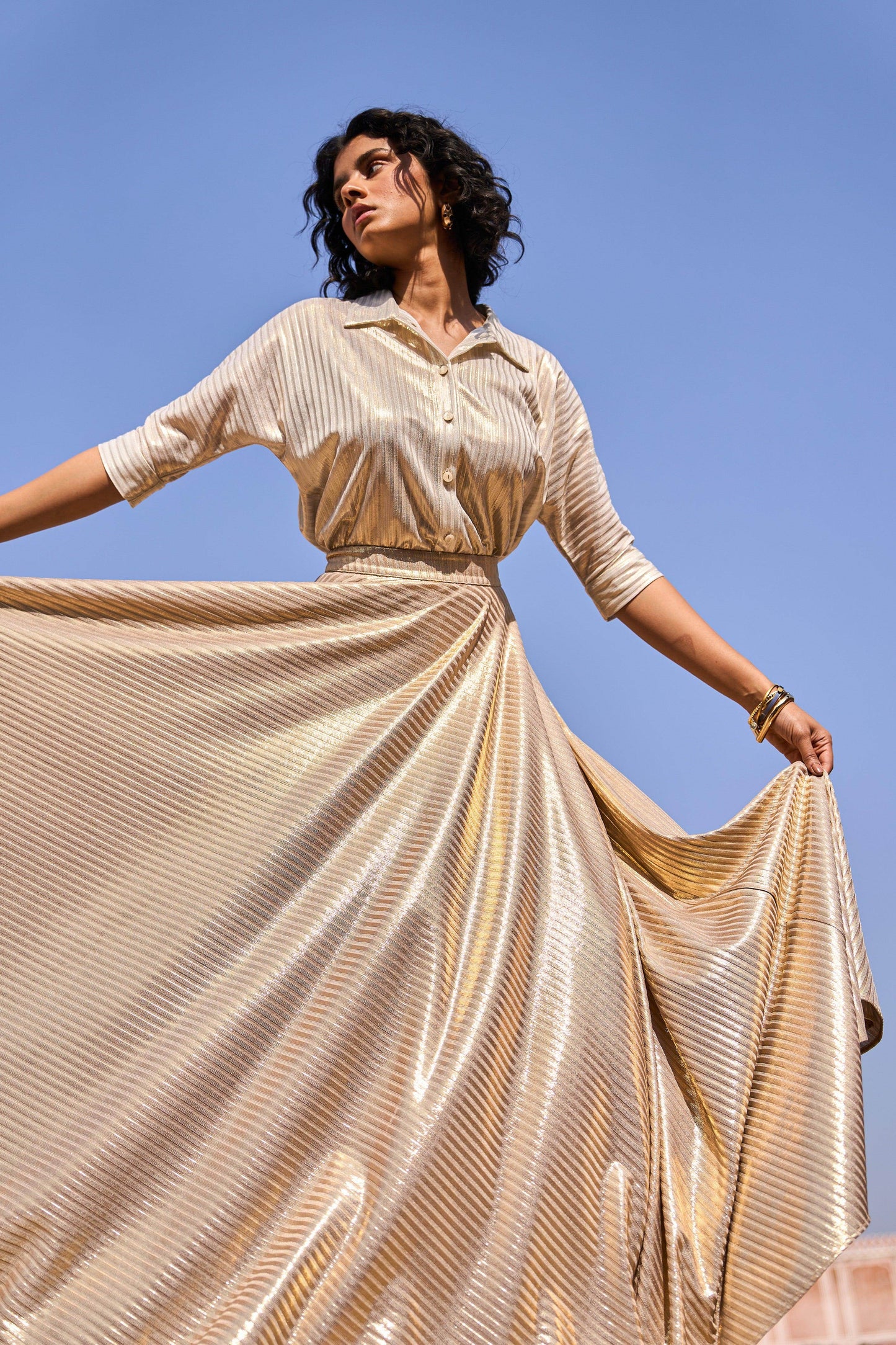 TEXTURED LAMÉ SHIRT - dash and dot