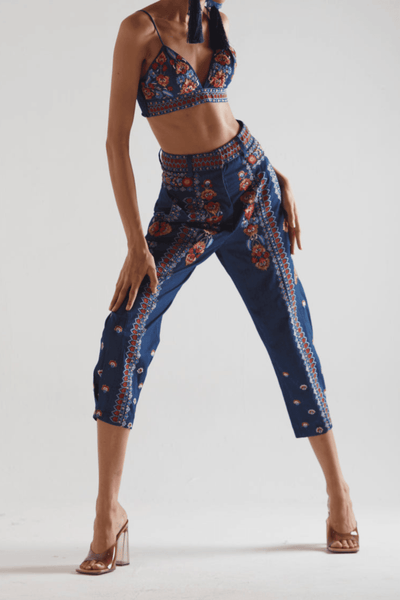 DENIM EMBROIDERED PANT - dash and dot
