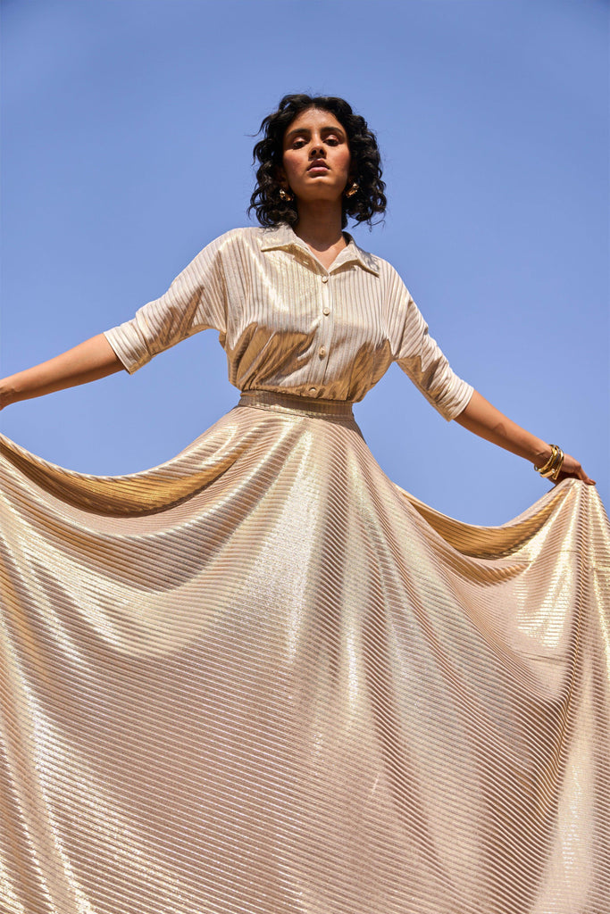 TEXTURED LAMÉ MAXI SKIRT SET - dash and dot dash and dot