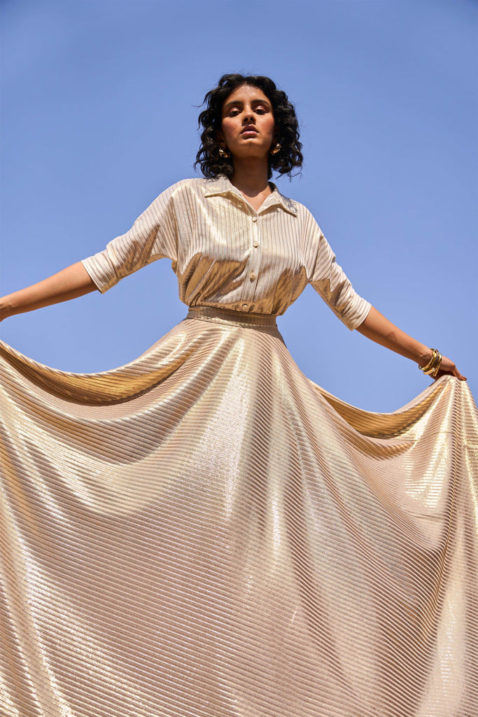 TEXTURED LAMÉ MAXI SKIRT - dash and dot dash and dot