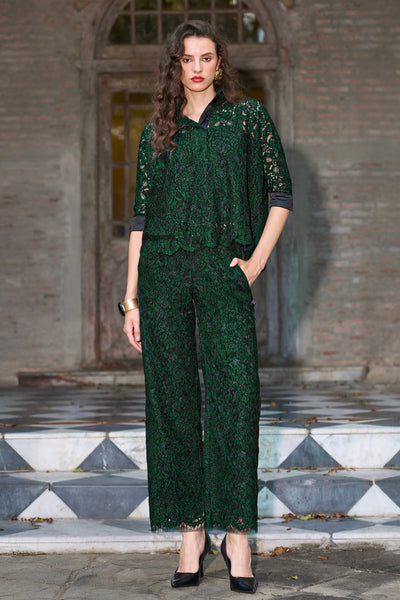 SCALLOPED LACE PANT SET