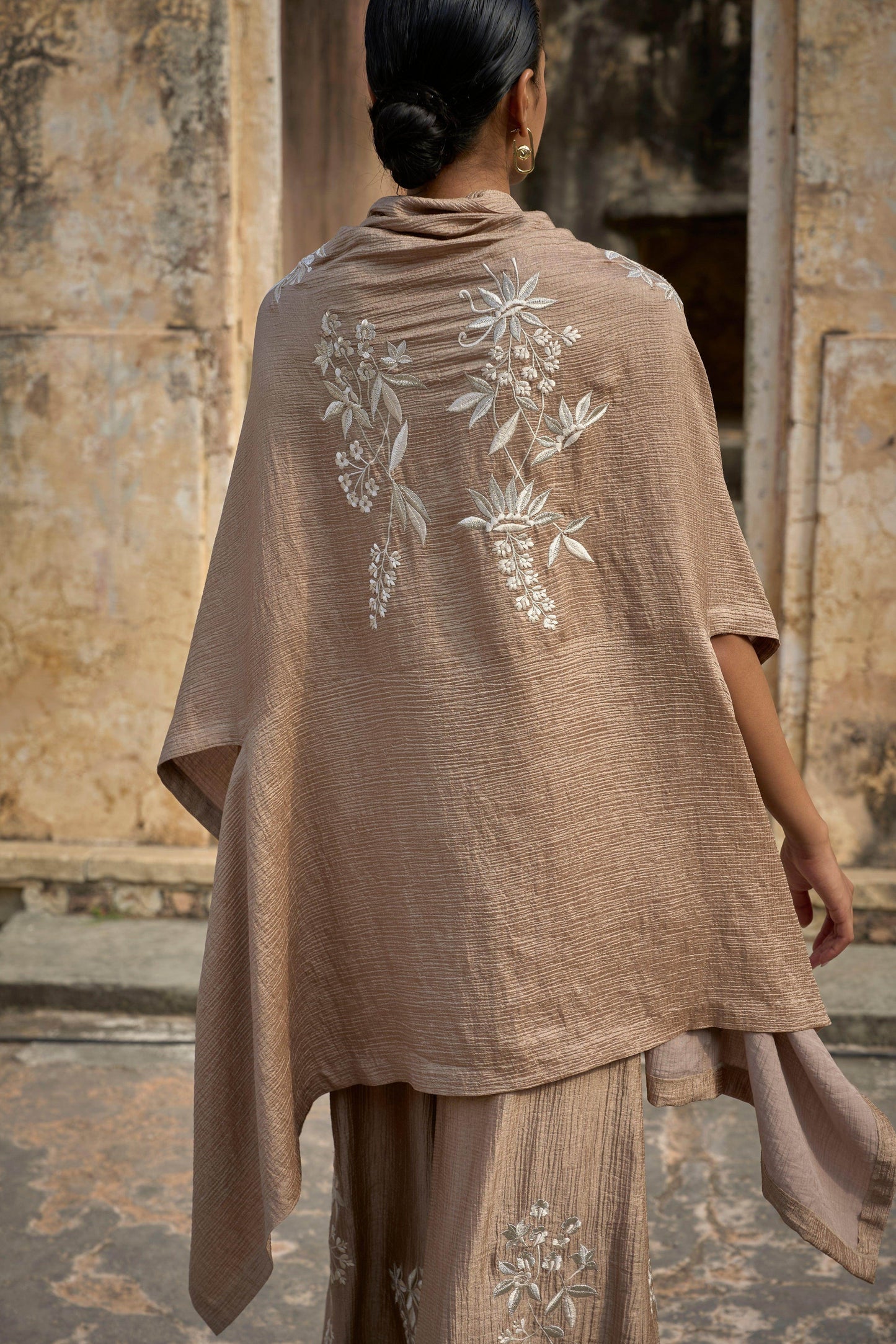 EMBROIDERED CAPE TOP & WIDE LEGGED PANT - dash and dot