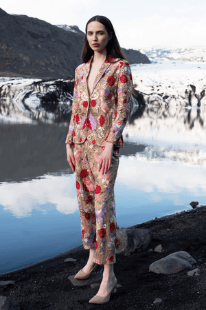 MULTICOLOUR EMBROIDERED FLORAL SUIT - dash and dot