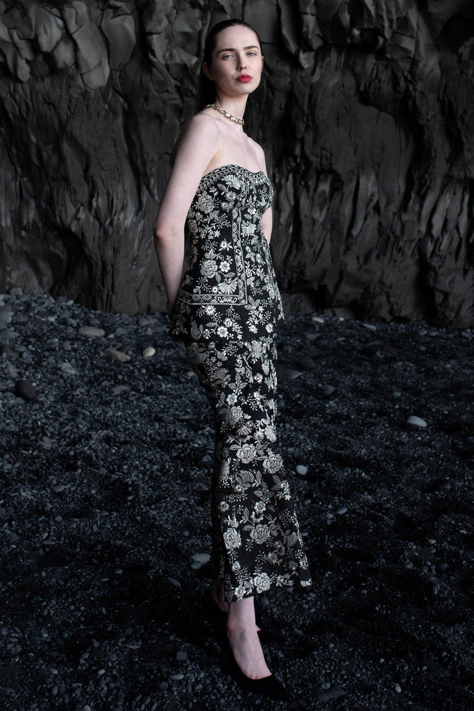 METALLIC EMBROIDERED WIDE LEGGED PANT - dash and dot dash and dot