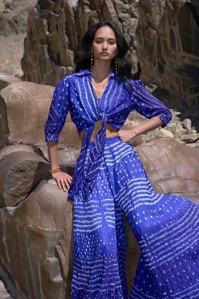 BANDHANI TOP & FLARED PANT dash and dot