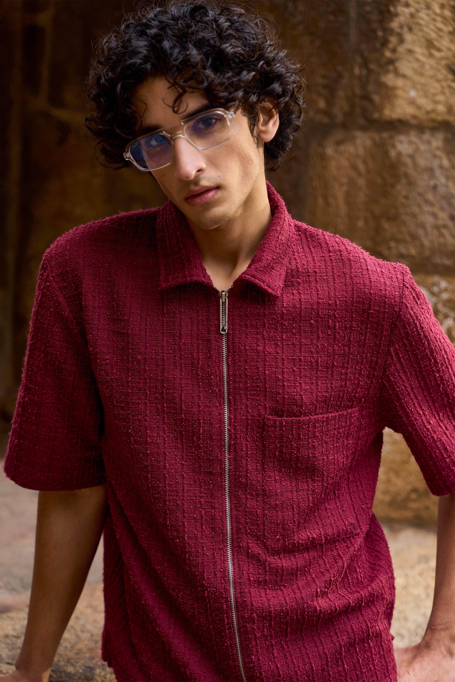 TEXTURED KNIT HALF SLEEVE - dash and dot