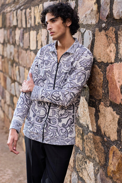 CERAMIC PRINT ZIP FRONT SHIRT - dash and dot