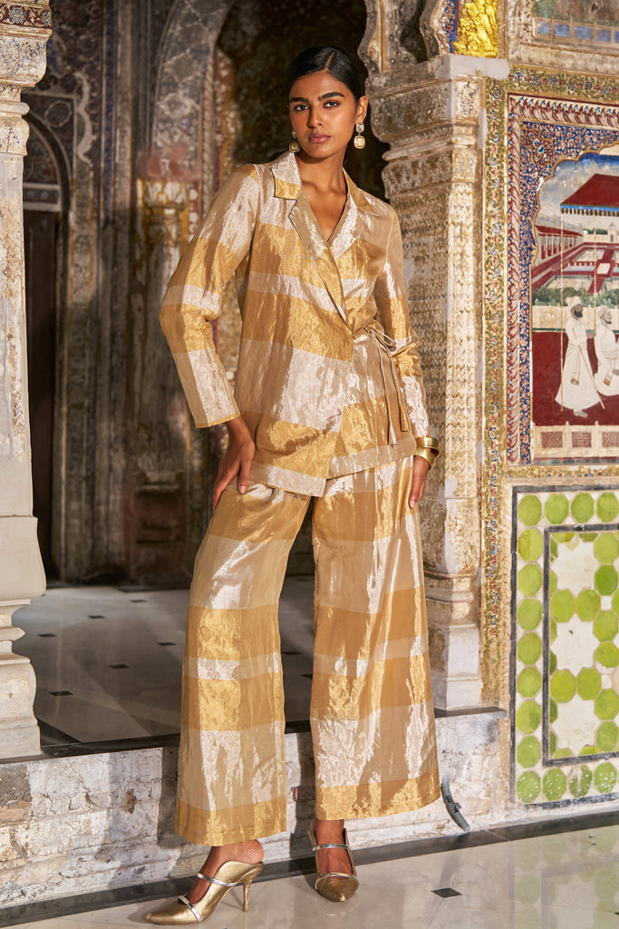 BENARES TISSUE SIDE-TIE BLAZER dash and dot