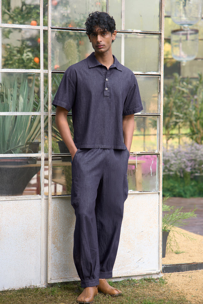 DENIM POPOVER SHIRT & PANT SET dash and dot