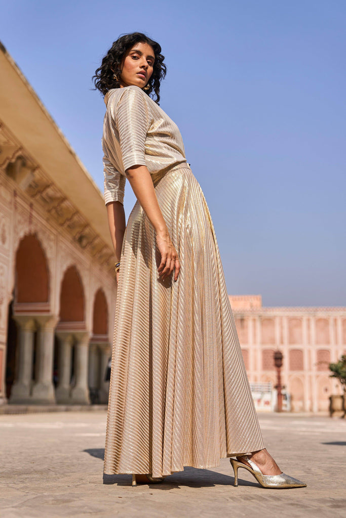 TEXTURED LAMÉ MAXI SKIRT SET - dash and dot dash and dot