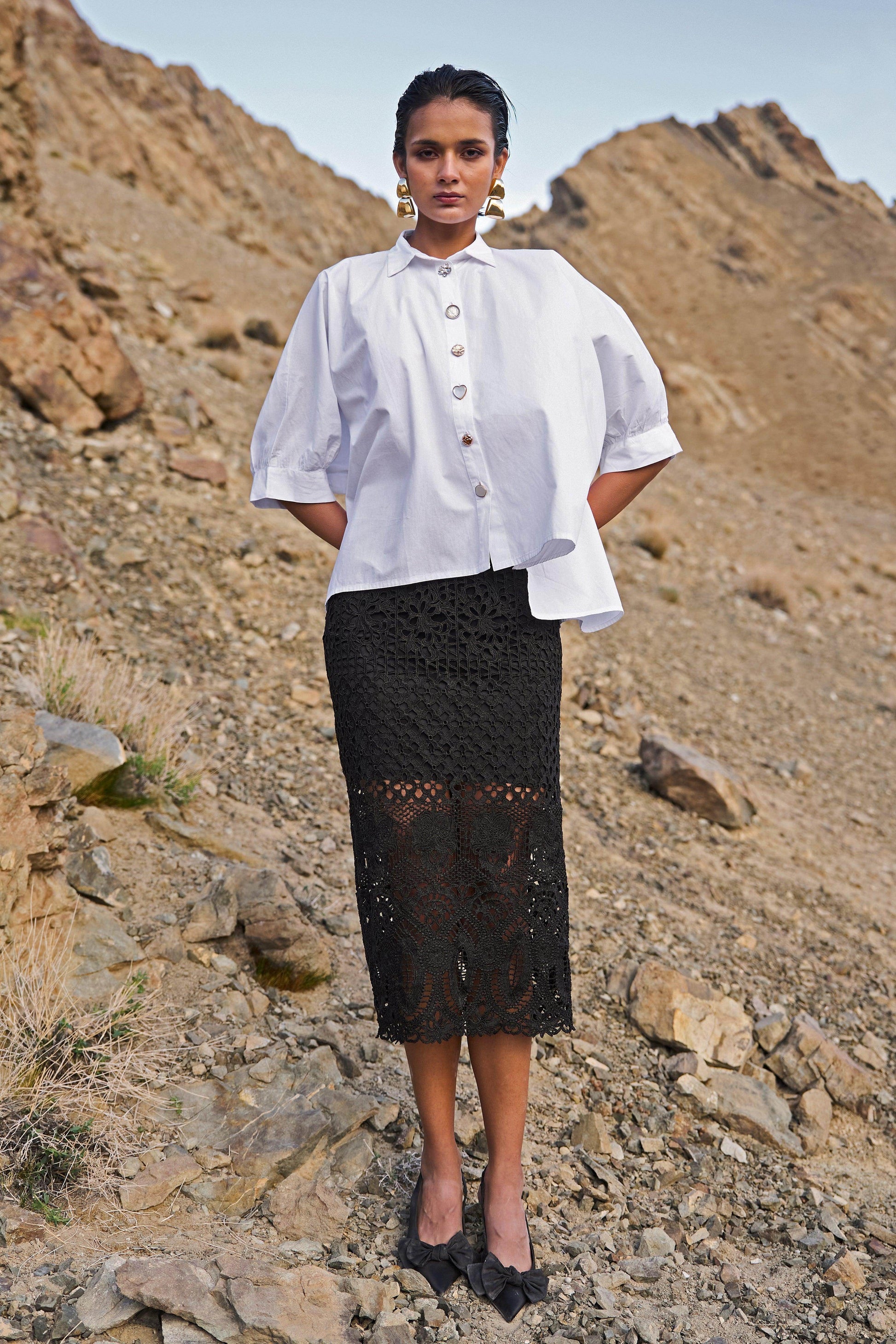 METALLIC LACE SKIRT - dash and dot