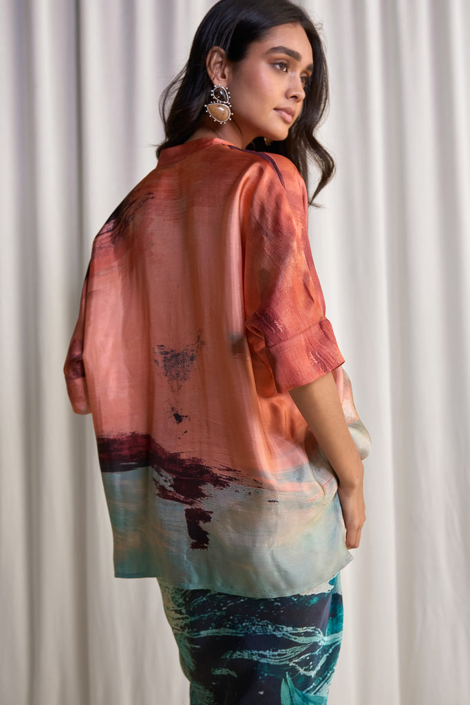 ABSTRACT BRUSHSTROKE PRINT BOXY SHIRT dash and dot