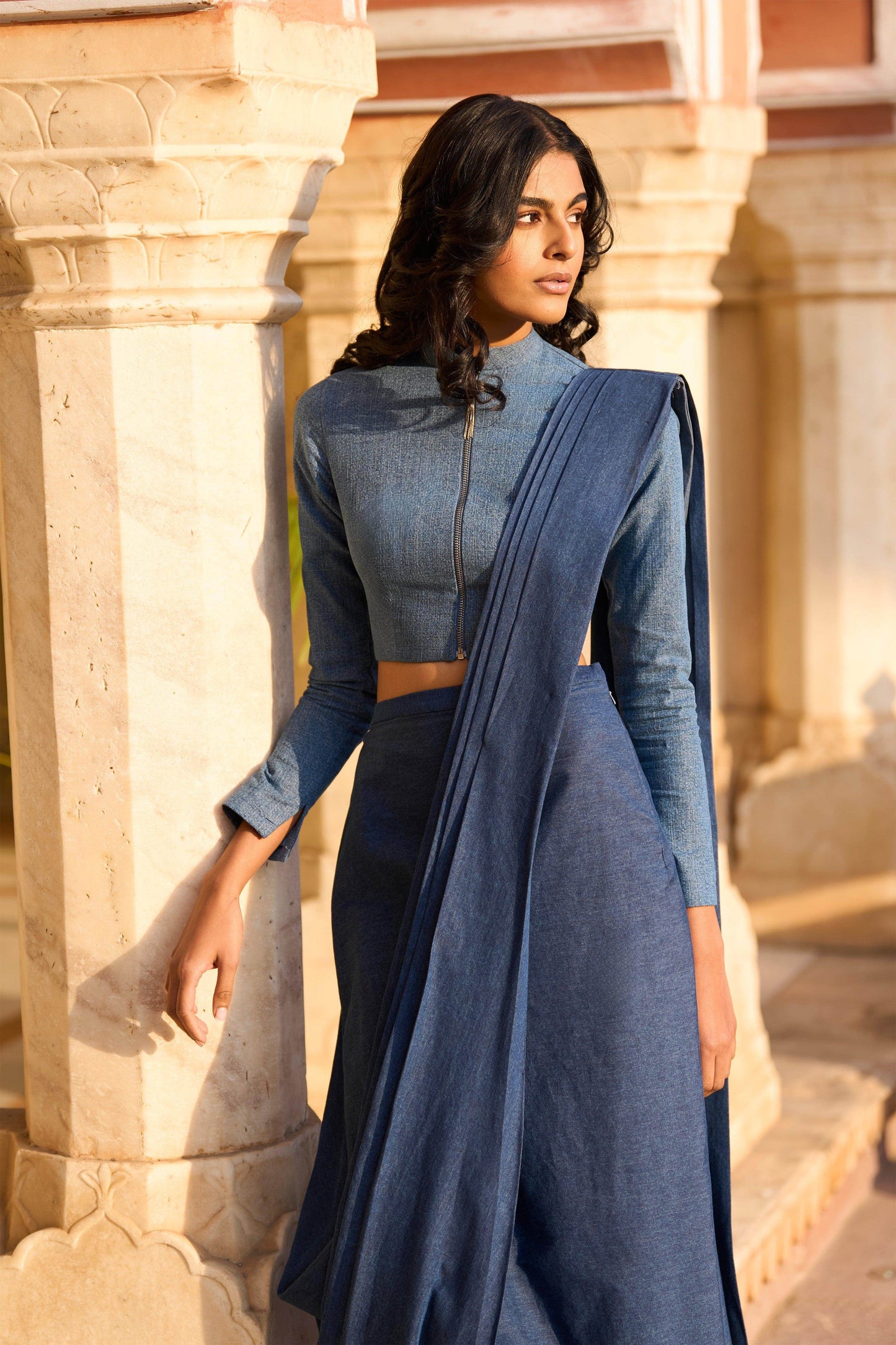 DENIM ZIP TOP - dash and dot