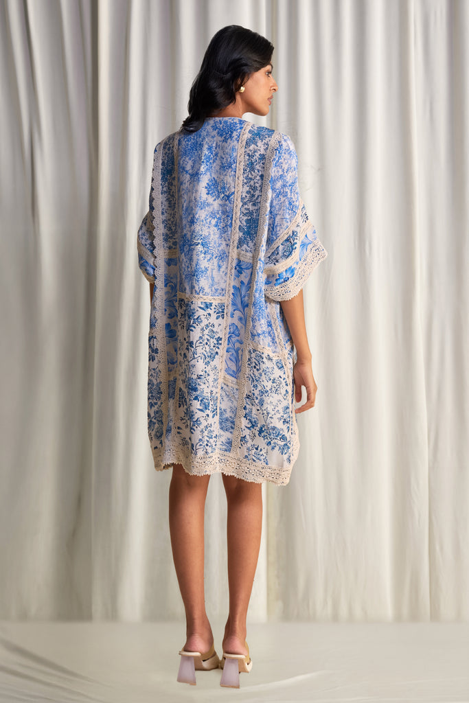 SILK-LINEN PORCELAIN PRINT PATCHWORK DRESS dash and dot