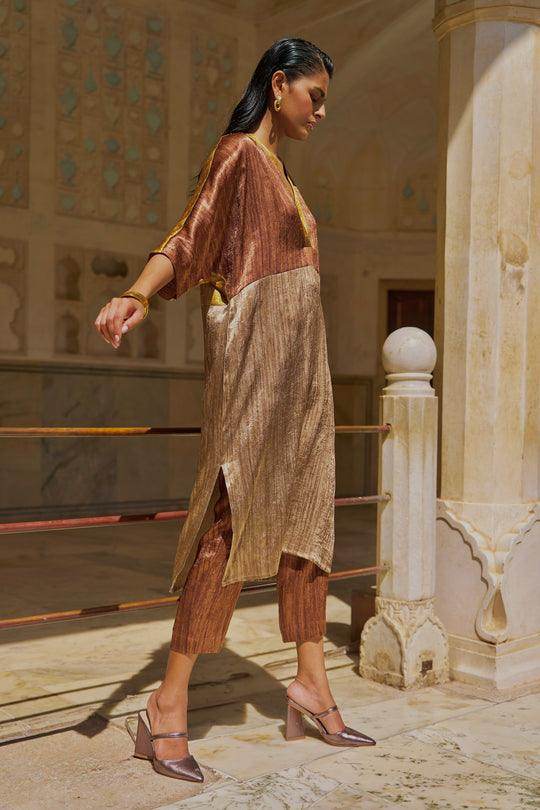 LAMÉ BLOCKED TUNIC AND PANT SET - dash and dot dash and dot