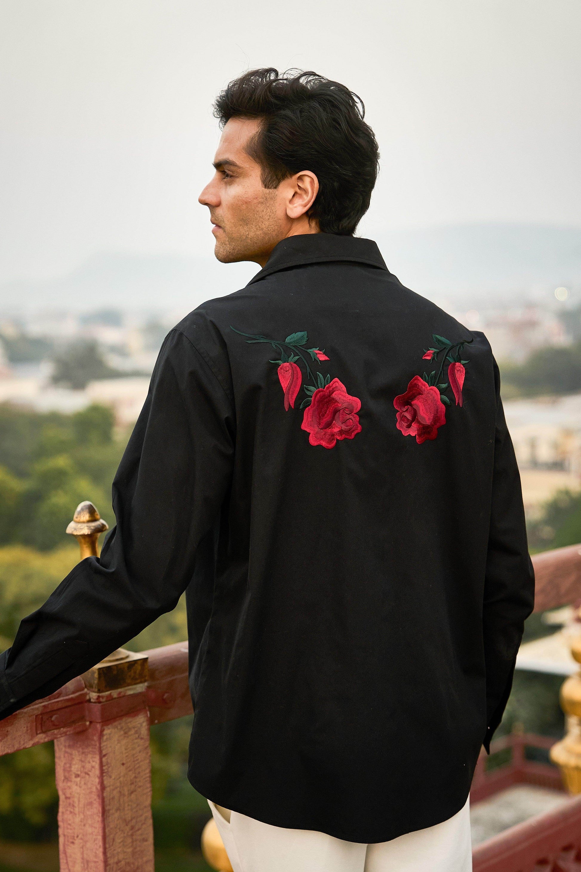 EMBROIDERED ROSE SHIRT - dash and dot