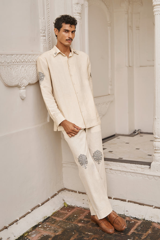 LINEN EMBROIDERED PANT dash and dot