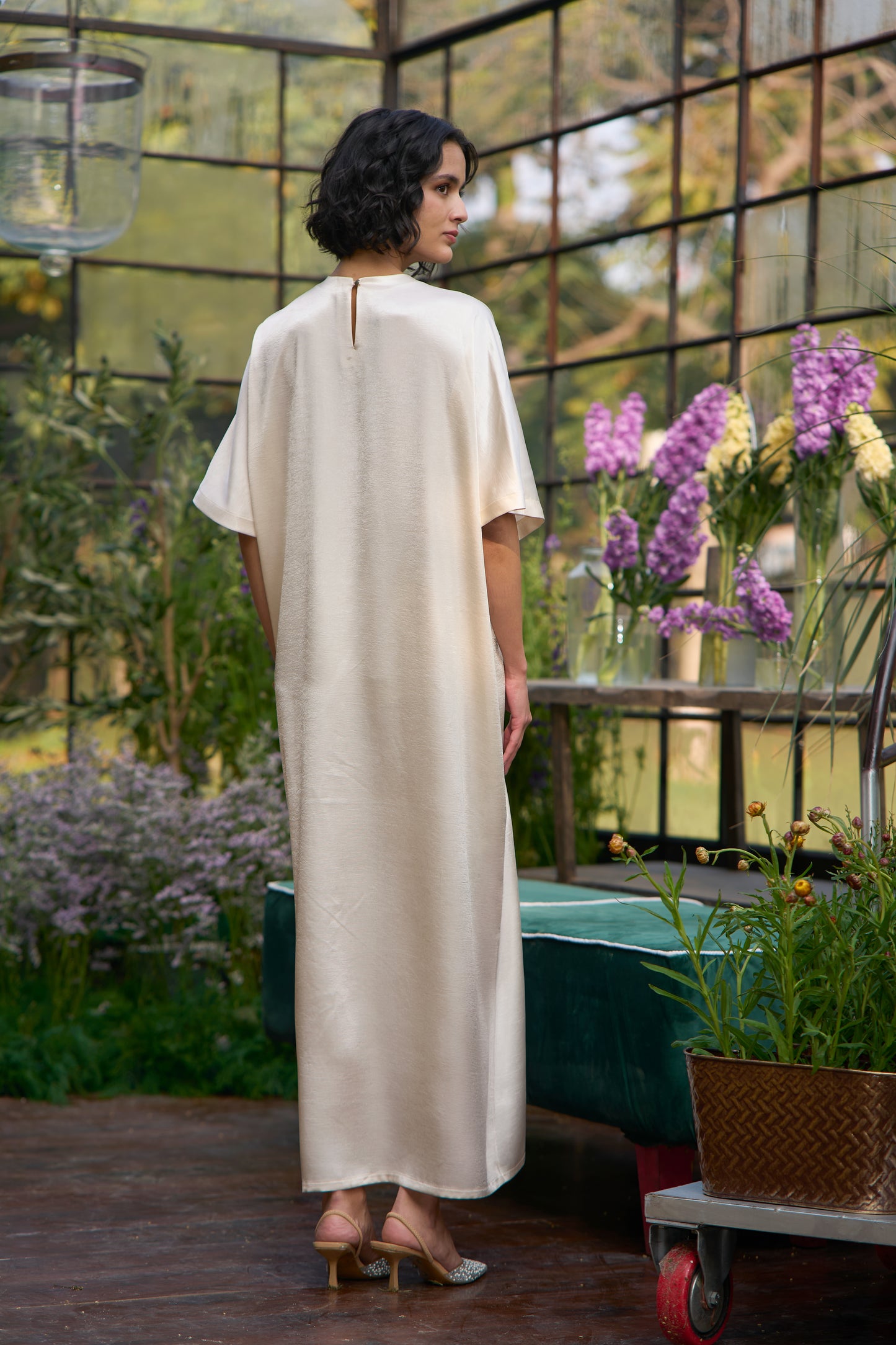 DRAPED & PLEATED KAFTAN DRESS