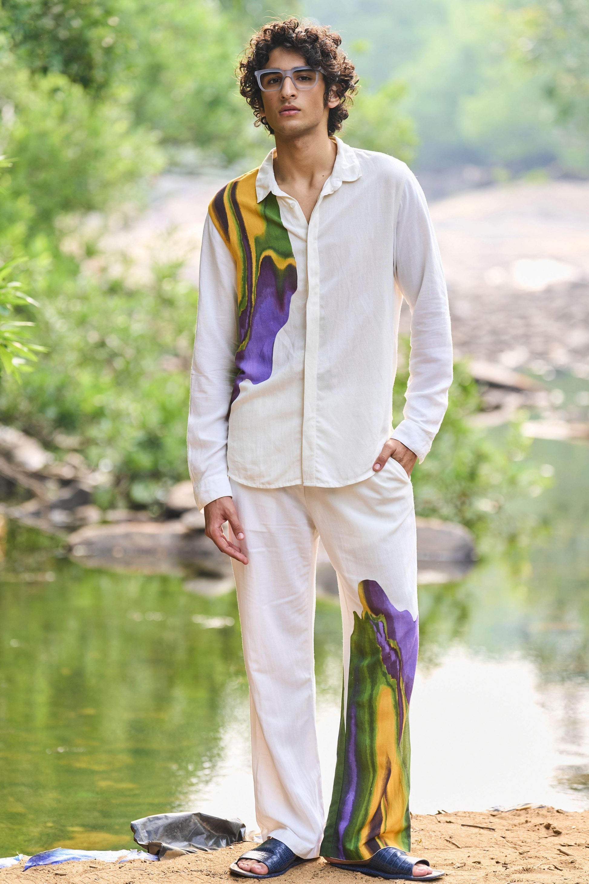 PRINTED LINEN SET - dash and dot