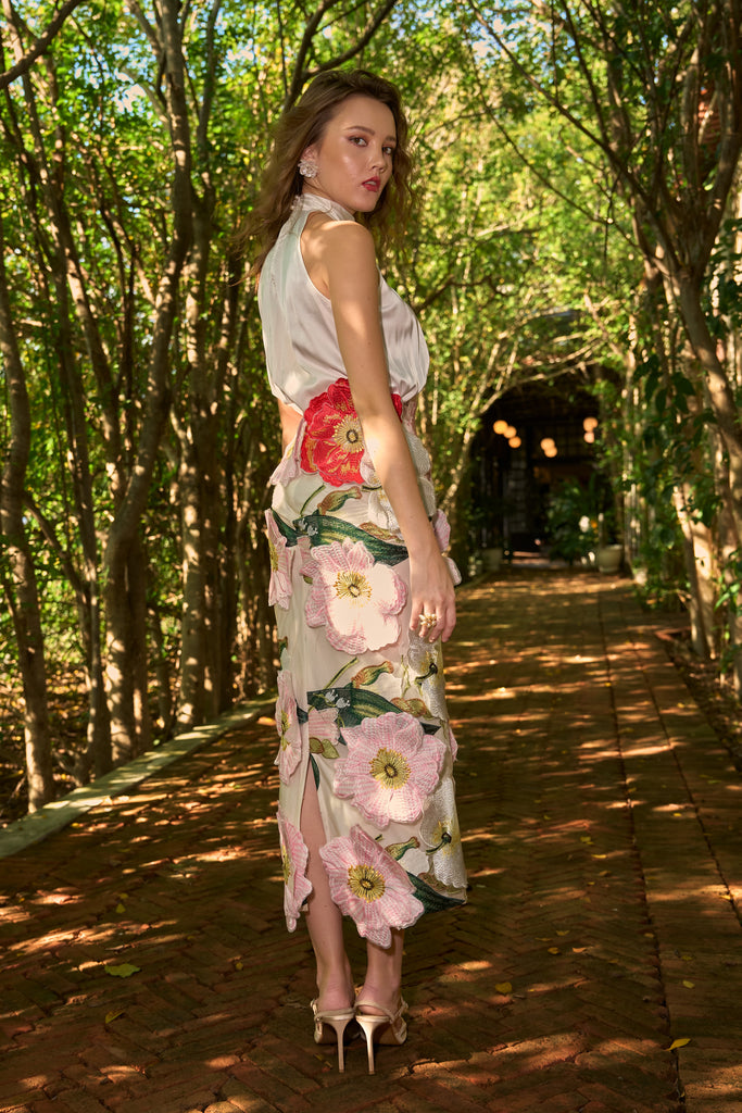 3D FLORAL MIDI SKIRT dash and dot