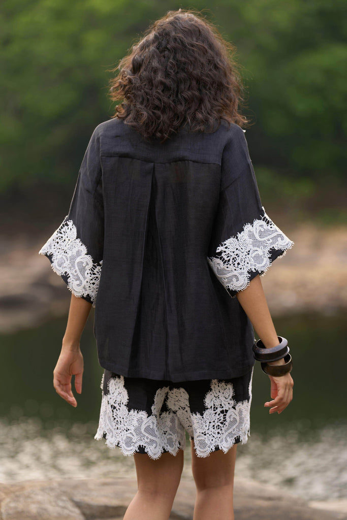 SILK LINEN LACE SHORTS - dash and dot dash and dot