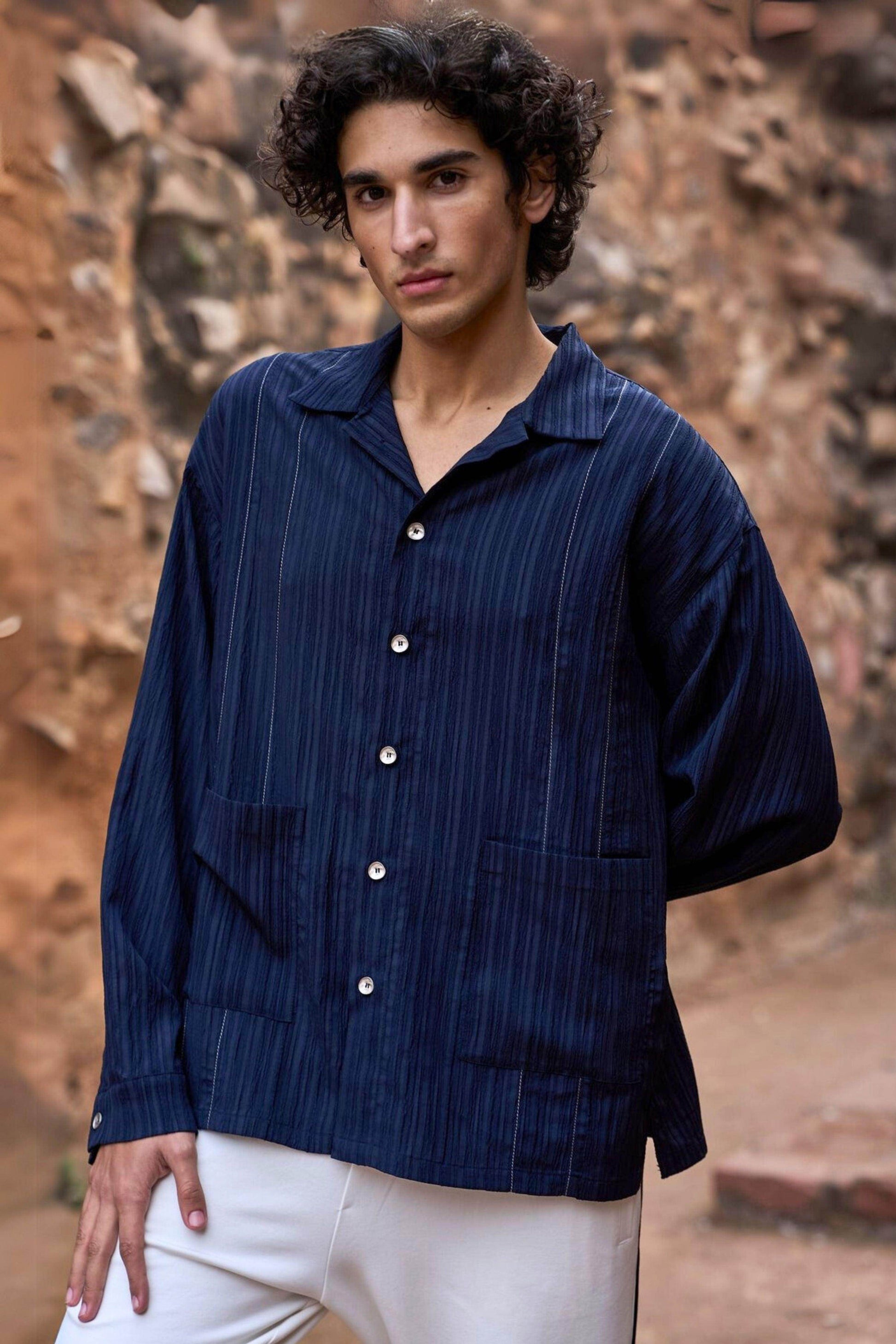 TEXTURED BOXY SHIRT - dash and dot