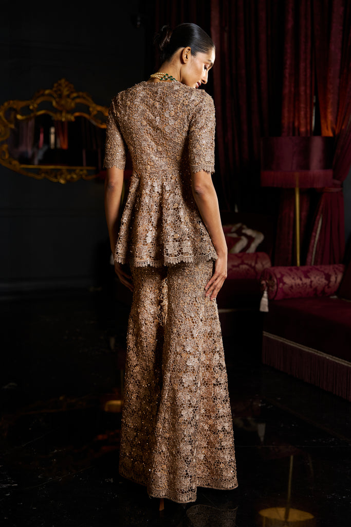 EMBROIDERED LACE FLARED PANT dash and dot