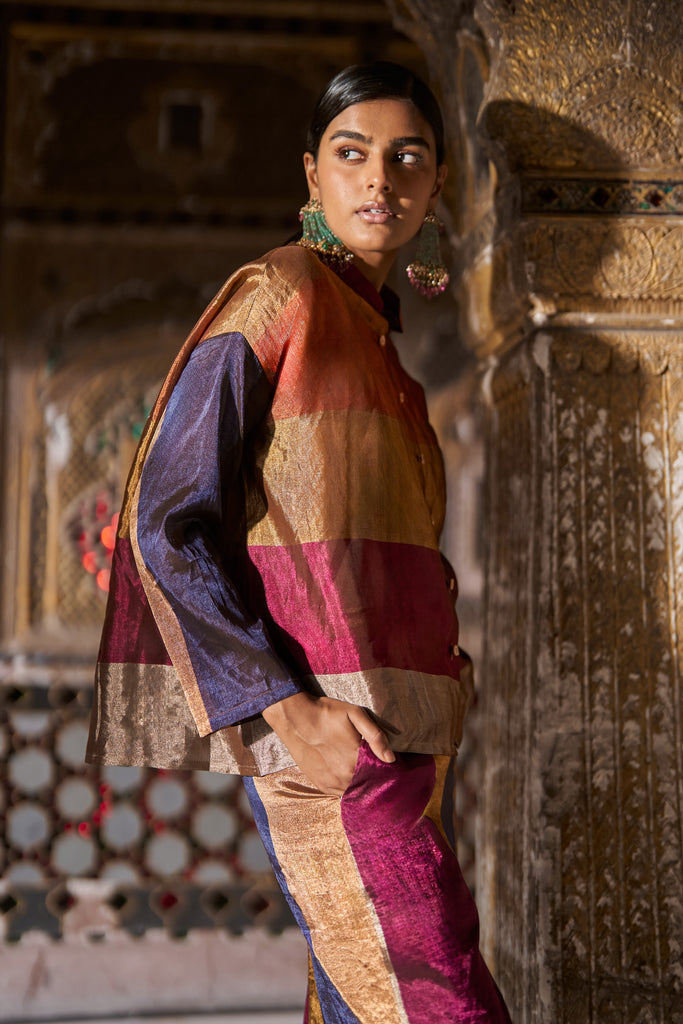 BENARES TISSUE STRIPED SHIRT dash and dot