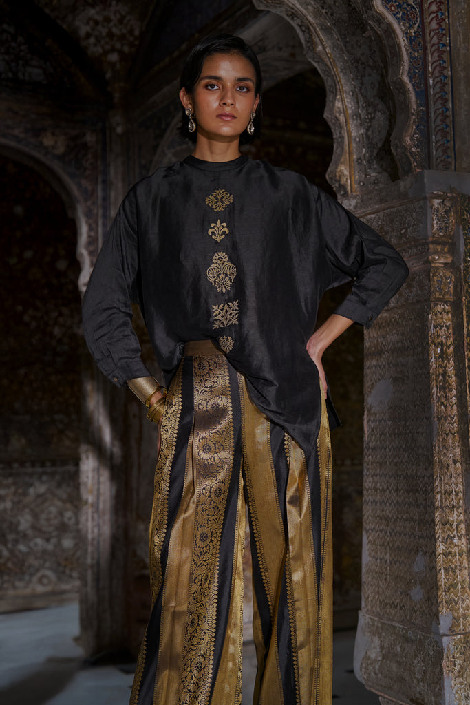 BENARES BROCADE STRIPED PANT dash and dot