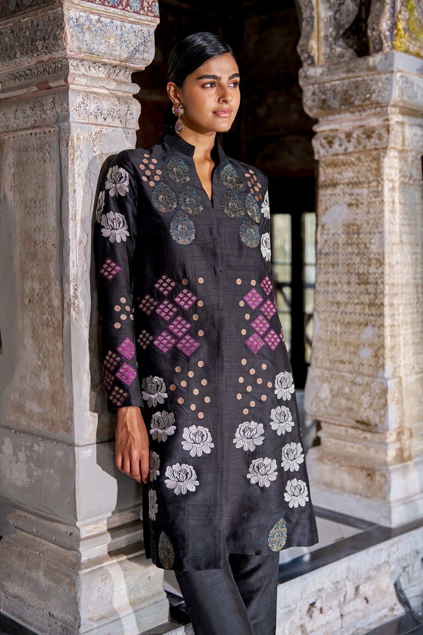 BROCADE EMBROIDERED TOP