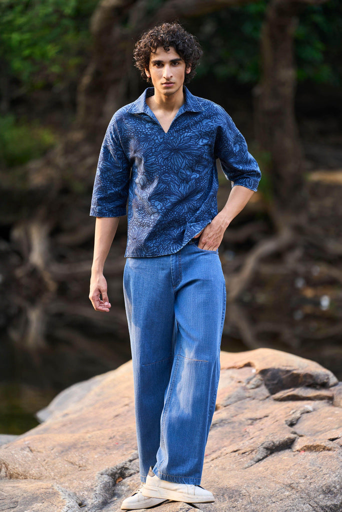 DENIM POPOVER SHIRT - dash and dot dash and dot