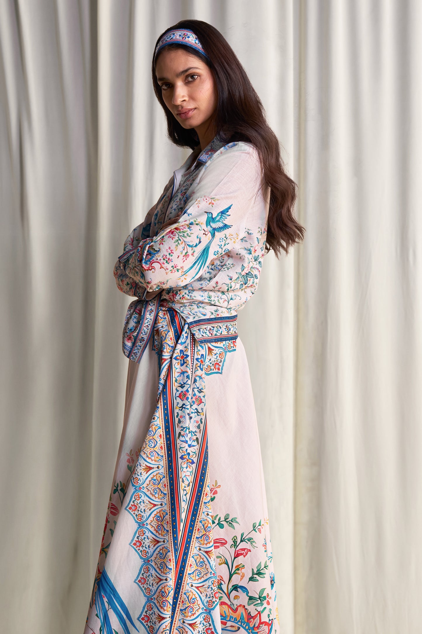 LINEN BOTANICAL PRINT SHIRT & MAXI SKIRT
