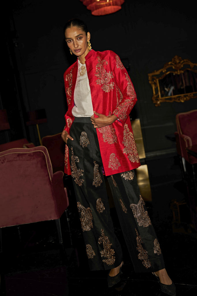 EMBROIDERED PAISLEY JACKET, SHIRT AND PANT dash and dot