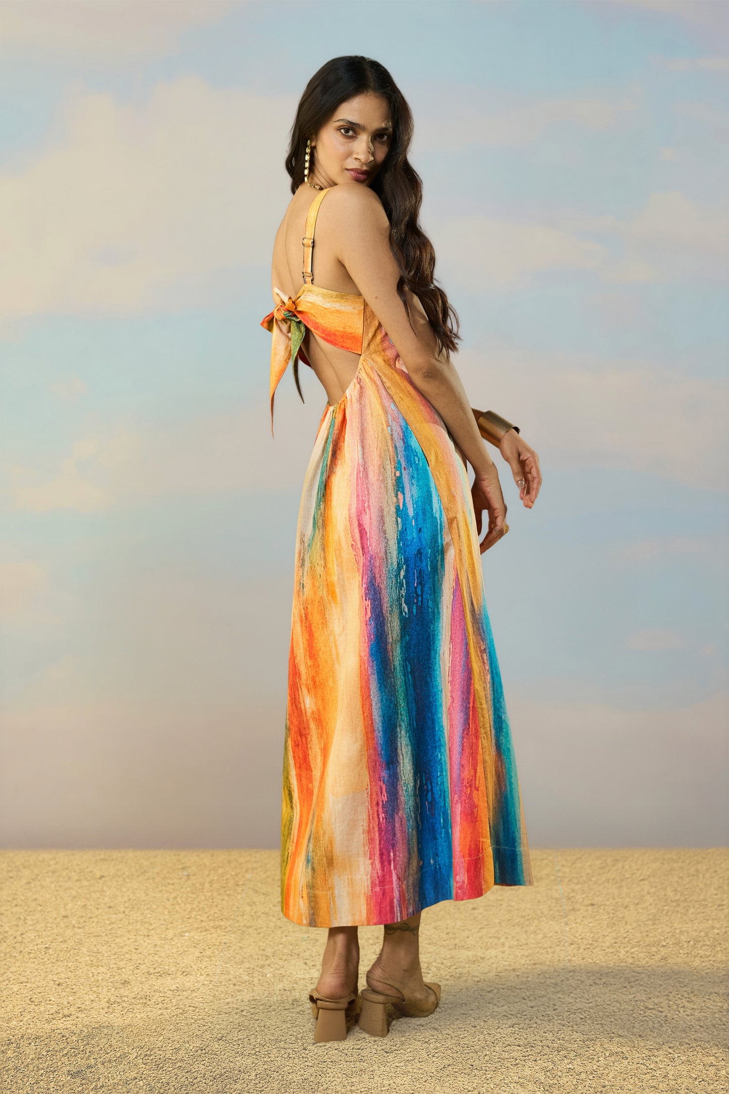 LINEN ABSTRACT WATERCOLOUR MAXI