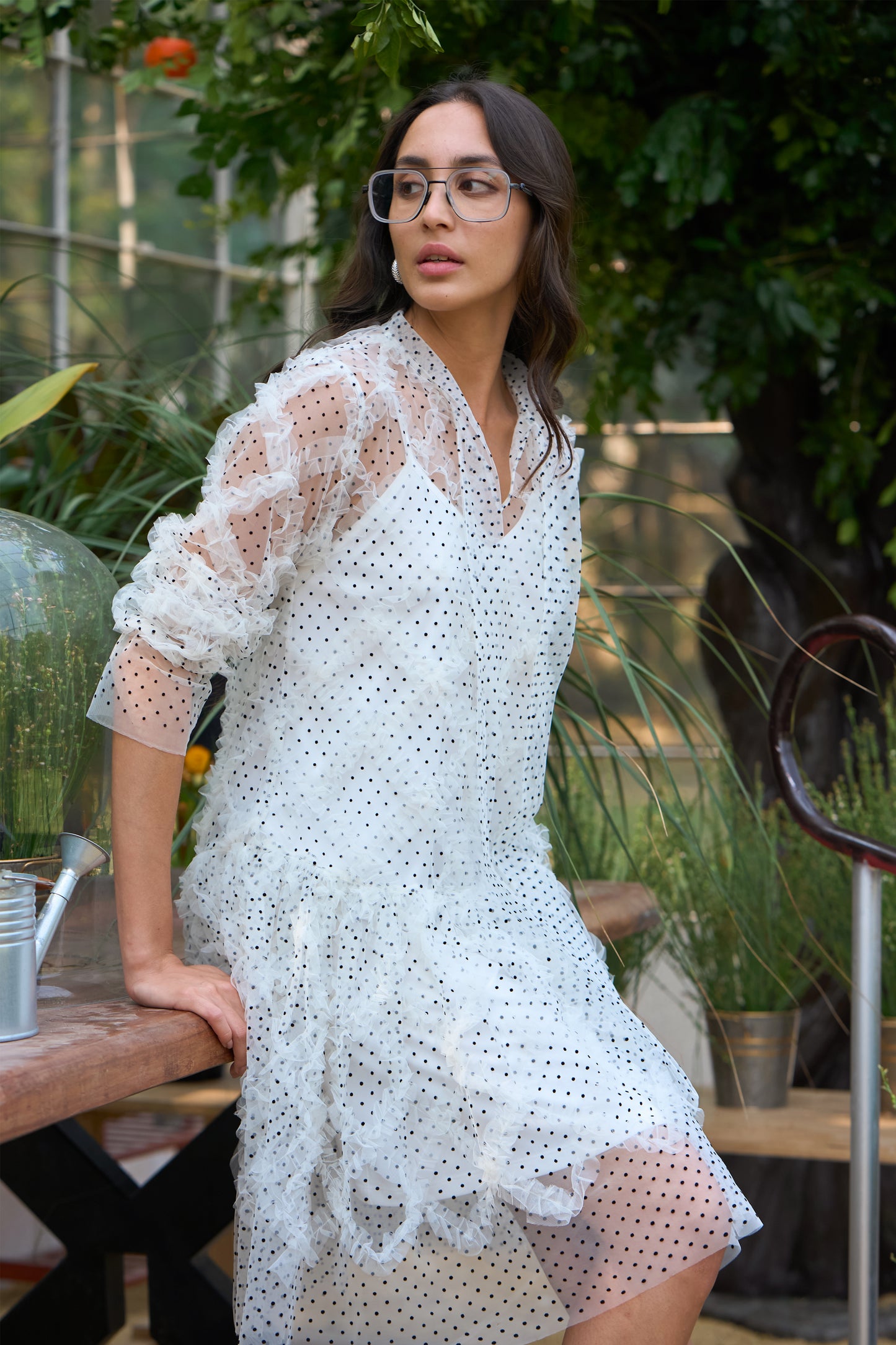 HAND APPLIQUÉ POLKA DOT DRESS