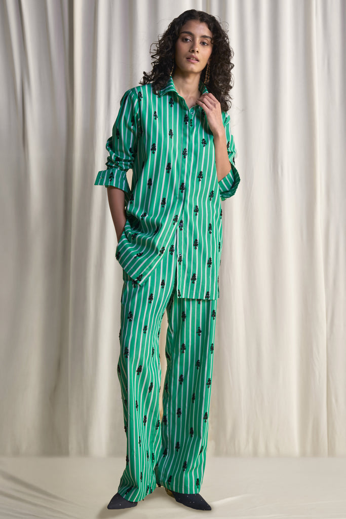 MOTIF BEAD EMBROIDERED STRIPE PANT dash and dot