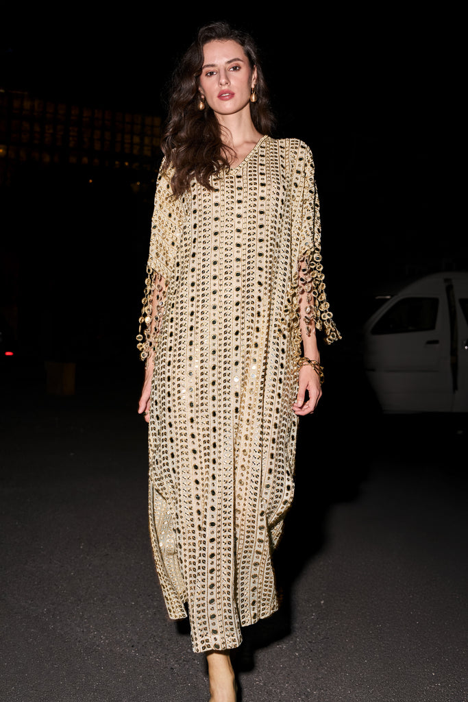 MIRROR EMBROIDERED KAFTAN DRESS dash and dot