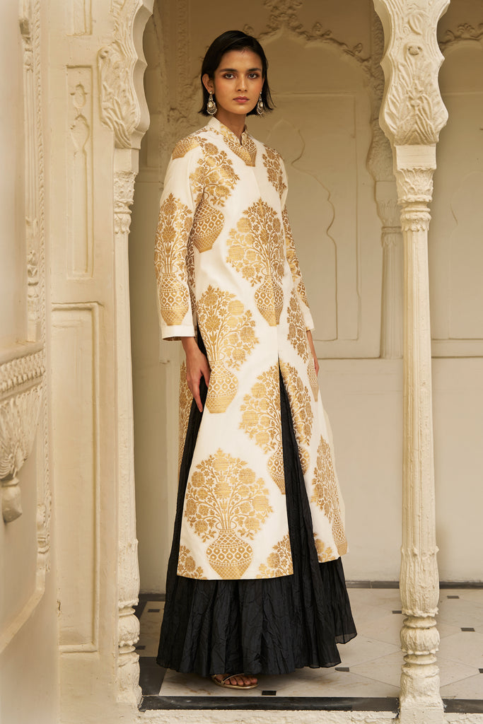 BENARES SILK BROCADE JACKET & CRUSHED SKIRT dash and dot