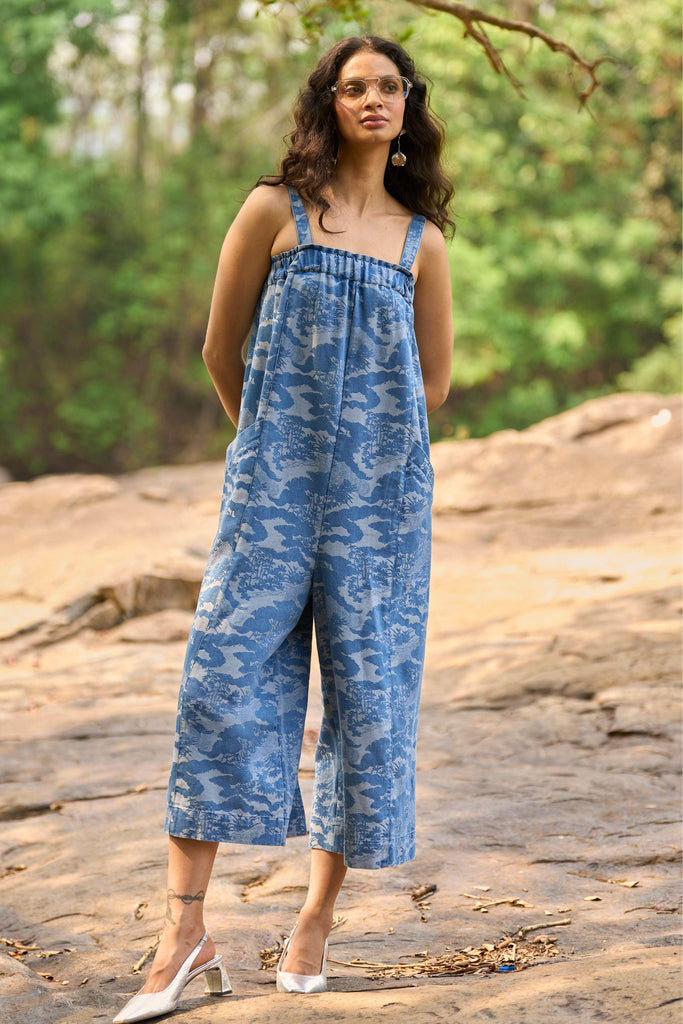 DENIM PATTERNED JUMPSUIT - dash and dot dash and dot